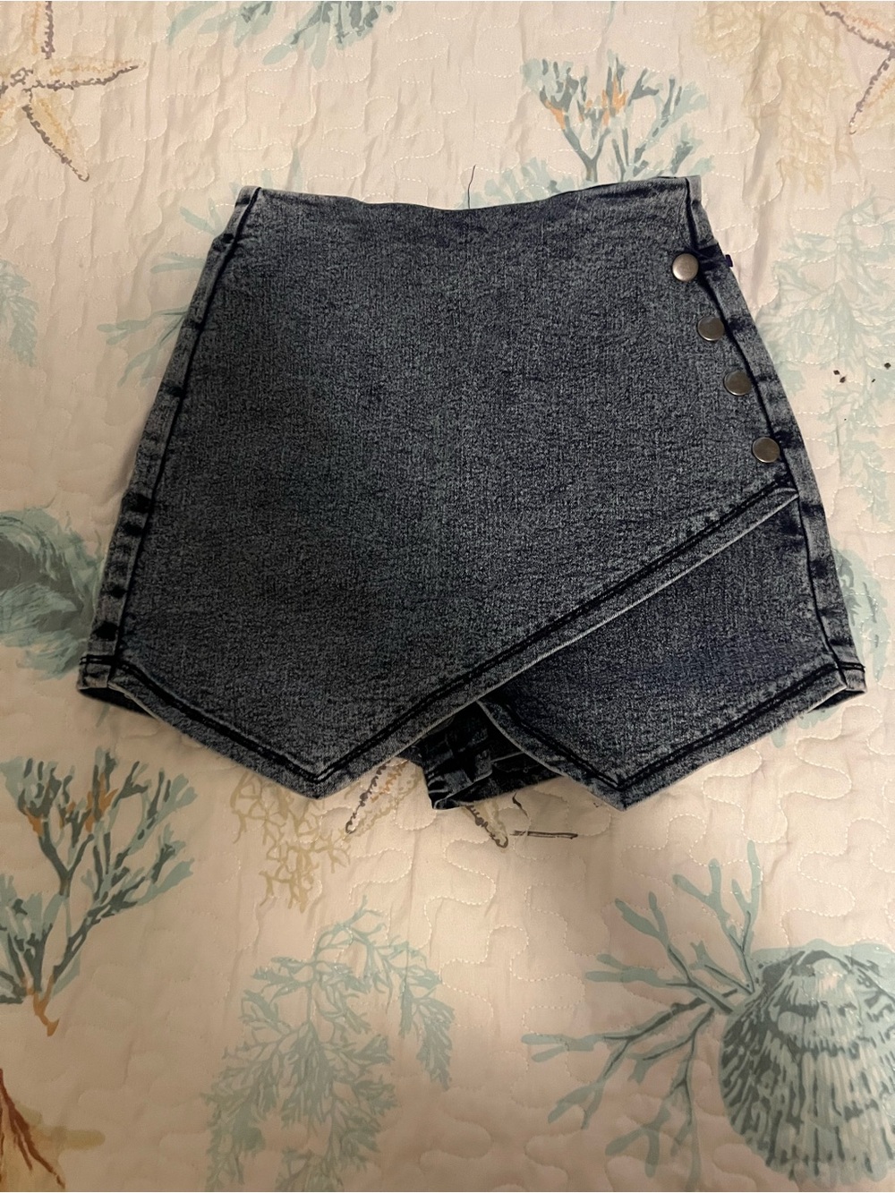 VENUS Dark Gray Asymmetrical Denim Skort